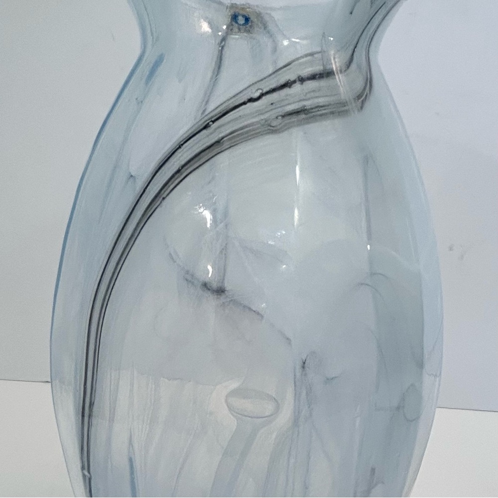 Vintage LUX Italian Glass Vase Vetreria Operaia  Blue Swirl 12” Art Glass Vase - Picture 10 of 14